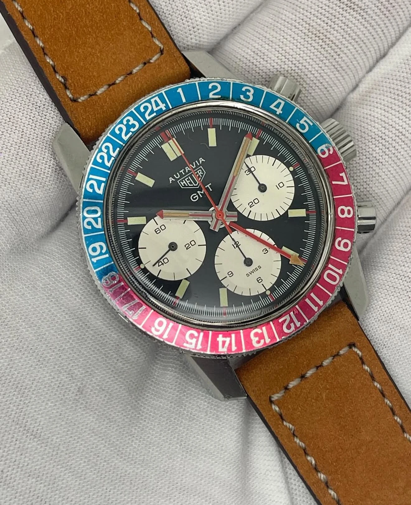 Heuer Autavia GMT Chronograph Valjoux 72C 2446C 1970s
