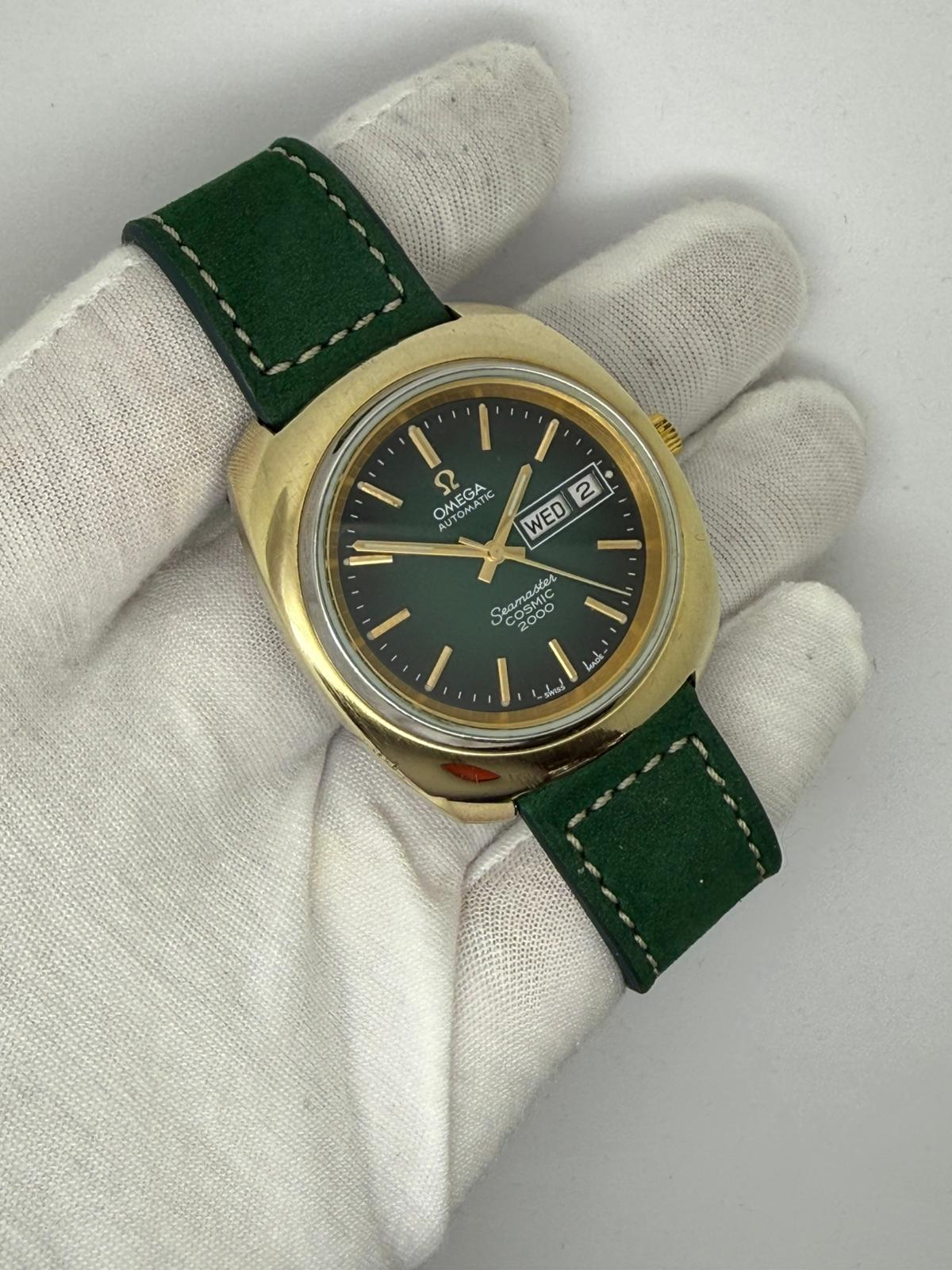 Omega Seamaster Cosmic 2000 Automatic 39mm Gold-Capped Green Dial 166.0133 1978