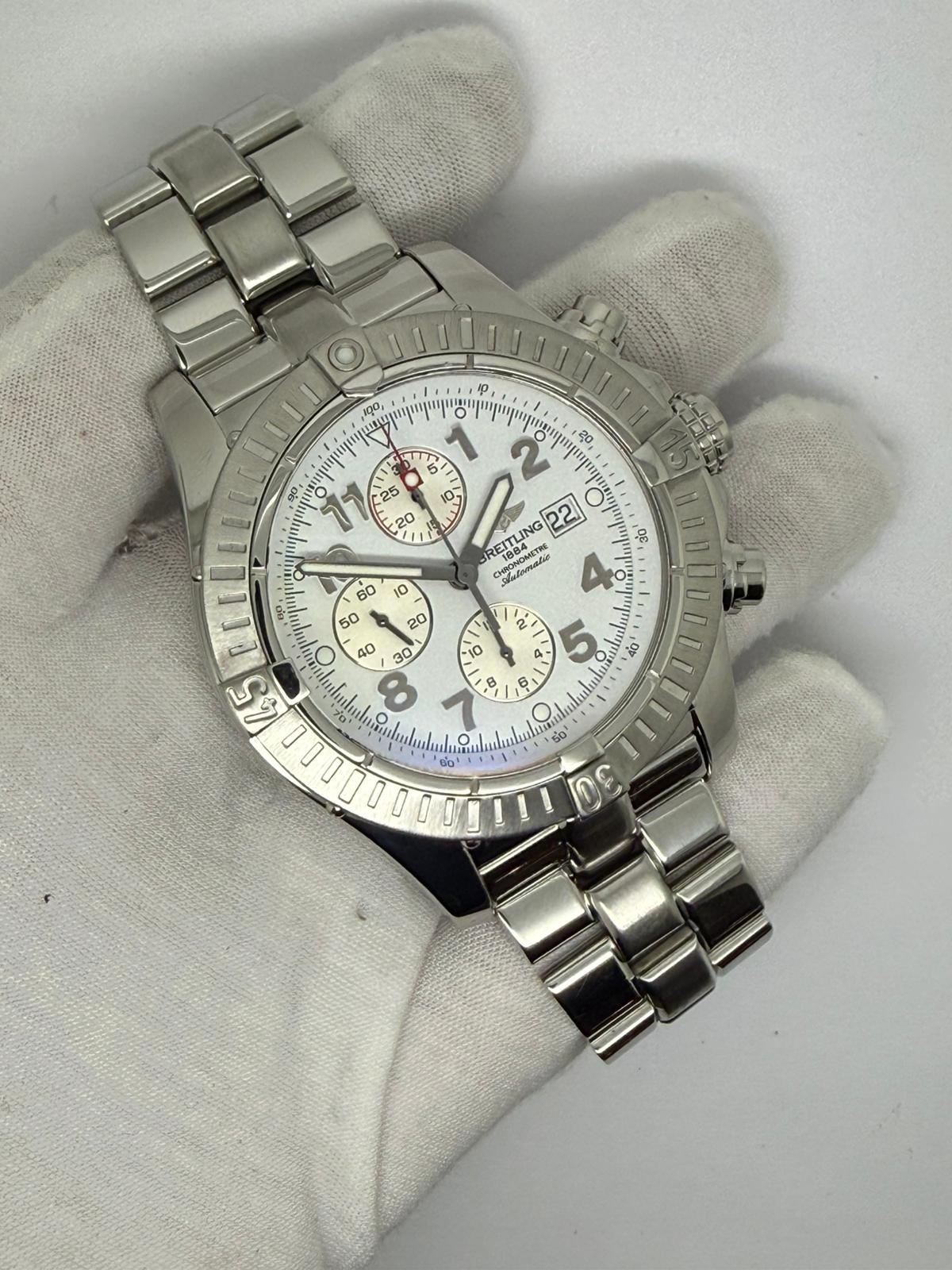 Breitling Super Avenger Automatic Chronograph 48mm Stainless Steel Black Dial A13370 2005