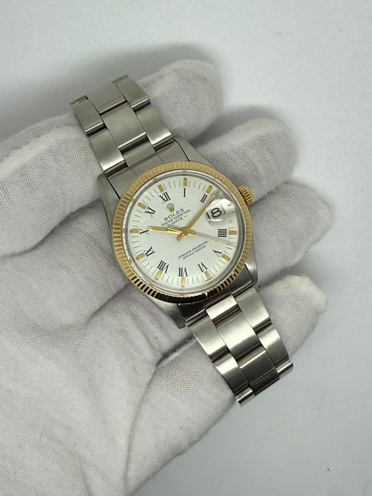 Rolex Oyster Perpetual Date 34mm Stainless Steel & 18ct Yellow Gold Fluted Bezel Oyster Bracelet 15000 1981