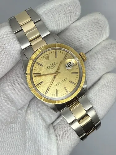 Rolex Oyster Perpetual Date 34mm Gold Mosaic Dial 1501 1970