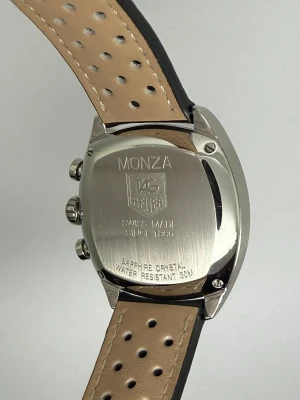 TAG Heuer Monza Automatic Chronograph 38mm Stainless Steel Black Dial Leather Strap CR2113-0 2005
