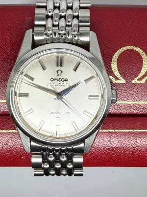 Omega Constellation Automatic Chronometer 34mm Stainless Steel Silver Dial Beads of Rice Bracelet 14381-61-SC 1961