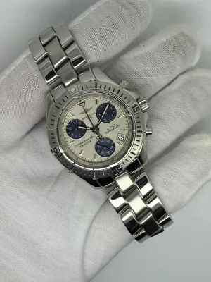 Breitling Colt Quartz Chronograph Chronometer 38mm Stainless Steel Silver Dial Blue Sub Dials A73350 2005