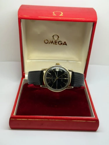 Omega Seamaster Manual Wind 34mm Gold Capped Black Crosshair Dial 14384-4-SC 1961