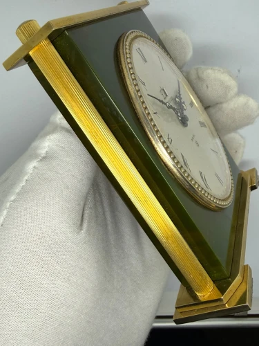 Jaeger-LeCoultre Recital 8-Day Mechanical Alarm Mantel Clock Green & Gold 1950s–1960s