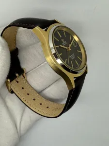 Omega Seamaster Cosmic 2000 38mm Gold & Steel Gloss Brown Spider Web Dial Reference 166.128 1970s