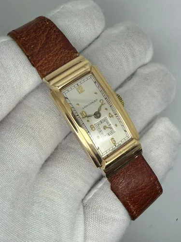 Longines Art Deco Tank Vintage Wristwatch 42 x 20mm Solid 14ct Yellow Gold 1944