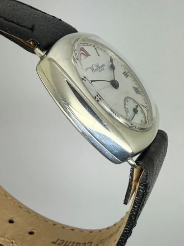 Waltham USA Manual Wind Antique Wristwatch 28 x 28mm Sterling Silver Dennison Cushion Case 1924