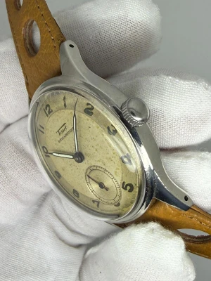Tissot Antimagnetique Manual Wind 34mm Stainless Steel Patina Dial 6445-4 1940s