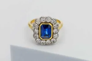 18ct Yellow Gold Diamond & Sapphire Ladies Ring 2.02ct & 1.12ct
