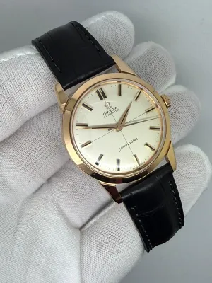 Omega Seamaster Automatic 34mm 18ct Rose Gold Cream Crosshair Dial 14704-61 SC 1962