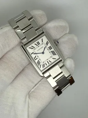 Cartier Tank Solo Quartz 34x27mm Stainless Steel Silver Dial Bracelet 3169 2018 Full Set