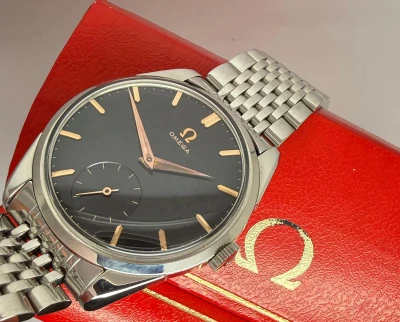 Omega Manual Wind 34.5mm Stainless Steel Gloss Black Dial 2900-4 1958