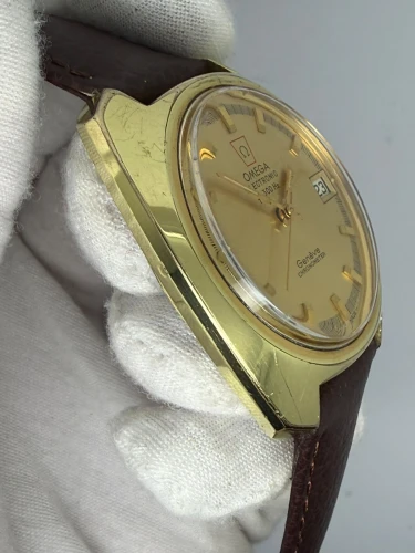 Omega Genève Electronic f300 Hz 38mm Gold-Plated Champagne Dial 198.030 1972