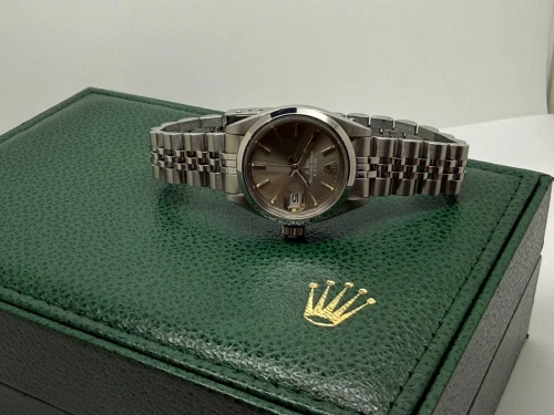 Rolex Oyster Perpetual Date Ladies 26mm Stainless Steel Slate Grey Dial 6916 1982