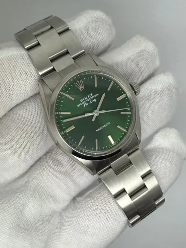 Rolex Oyster Perpetual Air-King 34mm Stainless Steel Green Sunburst Dial 5500 1982