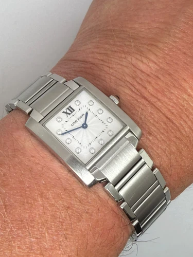 Cartier Tank Française Mid-Size 30mm Stainless Steel Factory Diamond Dial 3751 2016