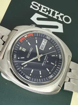 Seiko Bell-Matic Automatic Alarm 39mm Stainless Steel Navy Blue Dial 4006-6031 1973