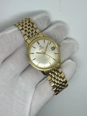Omega Genève Automatic 34mm Gold Capped Beads of Rice Bracelet Reference 166.037 1968