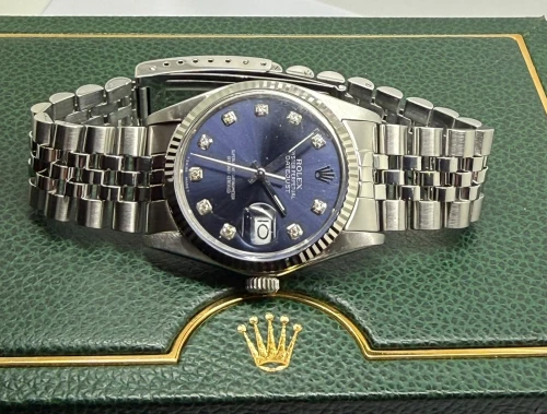 Rolex Datejust 36mm Blue Custom Diamond Dial 16014 1984