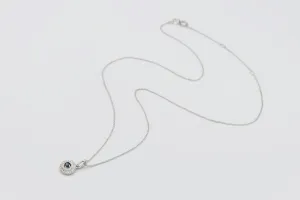 18ct White Gold Round Sapphire and Brilliant Diamond Pendant Necklace