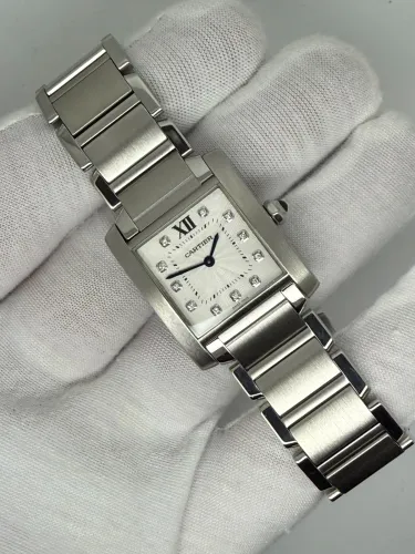 Cartier Tank Française Mid-Size 30mm Stainless Steel Factory Diamond Dial 3751 2016