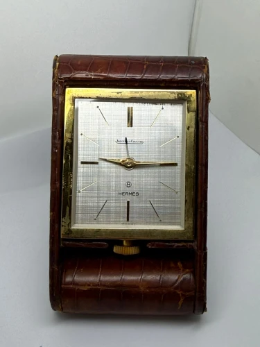Jaeger-LeCoultre for Hermès Ados 8 Jours Travel Desk Clock 8-Day Manual Wind Circa 1950s