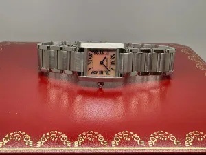 Cartier Tank Française Ladies 20×25mm Stainless Steel Pink Mother of Pearl Dial 2384 2007