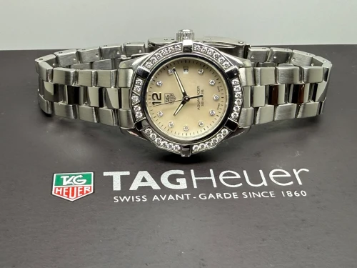 TAG Heuer Aquaracer Ladies 27mm Mother of Pearl Diamond Dial & Bezel WAF1416 Circa 2008–2011