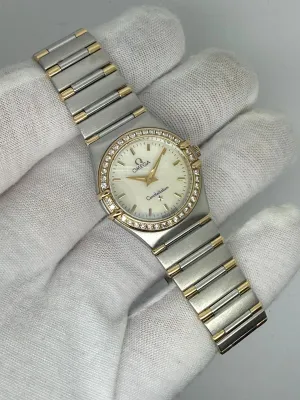 Omega Constellation Ladies 25.5mm Stainless Steel & 18ct Yellow Gold Diamond Bezel Mother of Pearl Dial 1377.70.00 1996