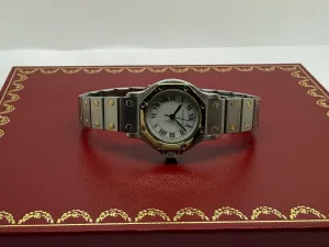 Cartier Santos Octagonal Ladies 26x31mm Stainless Steel & 18ct Yellow Gold White Roman Dial 2965 1980s