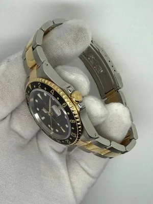 Rolex GMT-Master II 40mm Stainless Steel & 18ct Yellow Gold Black Dial & Bezel 16713 2001