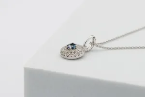 18ct White Gold Round Sapphire and Brilliant Diamond Pendant Necklace