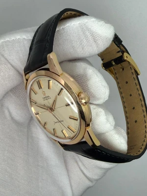 Omega Seamaster Automatic 34mm 18ct Rose Gold Cream Crosshair Dial 14704-61 SC 1962