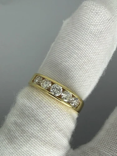 18ct Yellow Gold Five Stone Brilliant Cut Diamond Channel Set Ring 0.50ct Size K