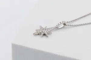 18ct White Gold Diamond Star Pendant Necklace 0.23ct