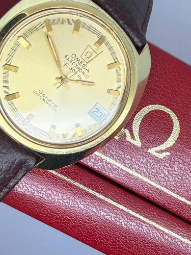 Omega Genève Electronic f300 Hz 38mm Gold-Plated Champagne Dial 198.030 1972