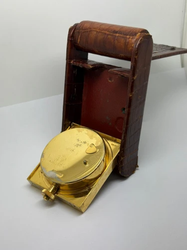 Jaeger-LeCoultre for Hermès Ados 8 Jours Travel Desk Clock 8-Day Manual Wind Circa 1950s