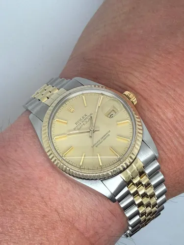 Rolex Oyster Perpetual Datejust 36mm Stainless Steel & 18ct Yellow Gold Champagne Dial Jubilee Bracelet 16013 1980