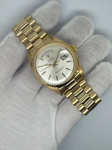 Rolex Oyster Perpetual Day-Date President 36mm 18ct Yellow Gold Silver Pie-Pan Dial 1803 1972