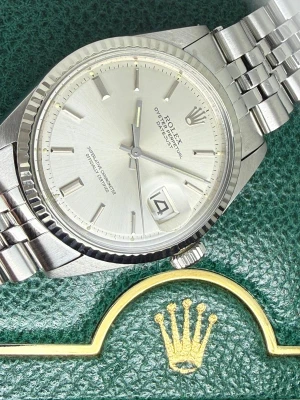 Rolex Oyster Perpetual Datejust 36mm Stainless Steel & 18ct White Gold Fluted Bezel Silver Dial Jubilee Bracelet 1601 1970