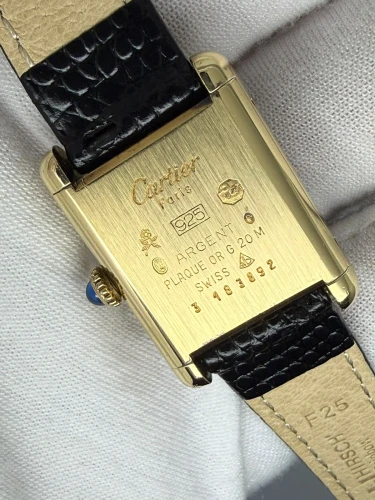 Must de Cartier Tank 19mm Gold-Plated Silver Champagne Dial Manual Wind 1980