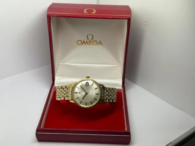 Omega Genève Automatic 34mm Gold Capped Beads of Rice Bracelet Reference 166.037 1968