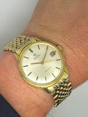 Omega Genève Automatic 34mm Gold Capped Beads of Rice Bracelet Reference 166.037 1968