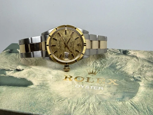 Rolex Oyster Perpetual Date 34mm Gold Mosaic Dial 1501 1970