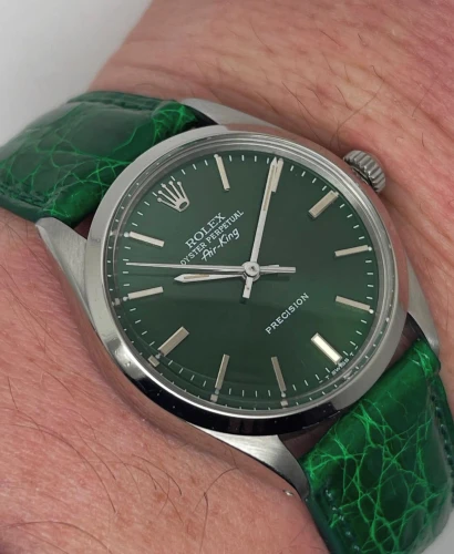 Rolex Oyster Perpetual Air-King 34mm Stainless Steel Green Sunburst Dial 5500 1982