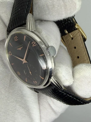 Longines Manual Wind 35mm Stainless Steel Black Dial Rose Gold Furnishings 23394-140 1946