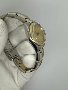 Rolex Oyster Perpetual Ladies 26mm Steel & 18ct Yellow Gold Champagne Baton Dial 6719 1983