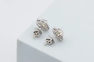 18ct White Gold Opal and Diamond Stud Earrings – 3.80ct Opal & 1.03ct Diamond